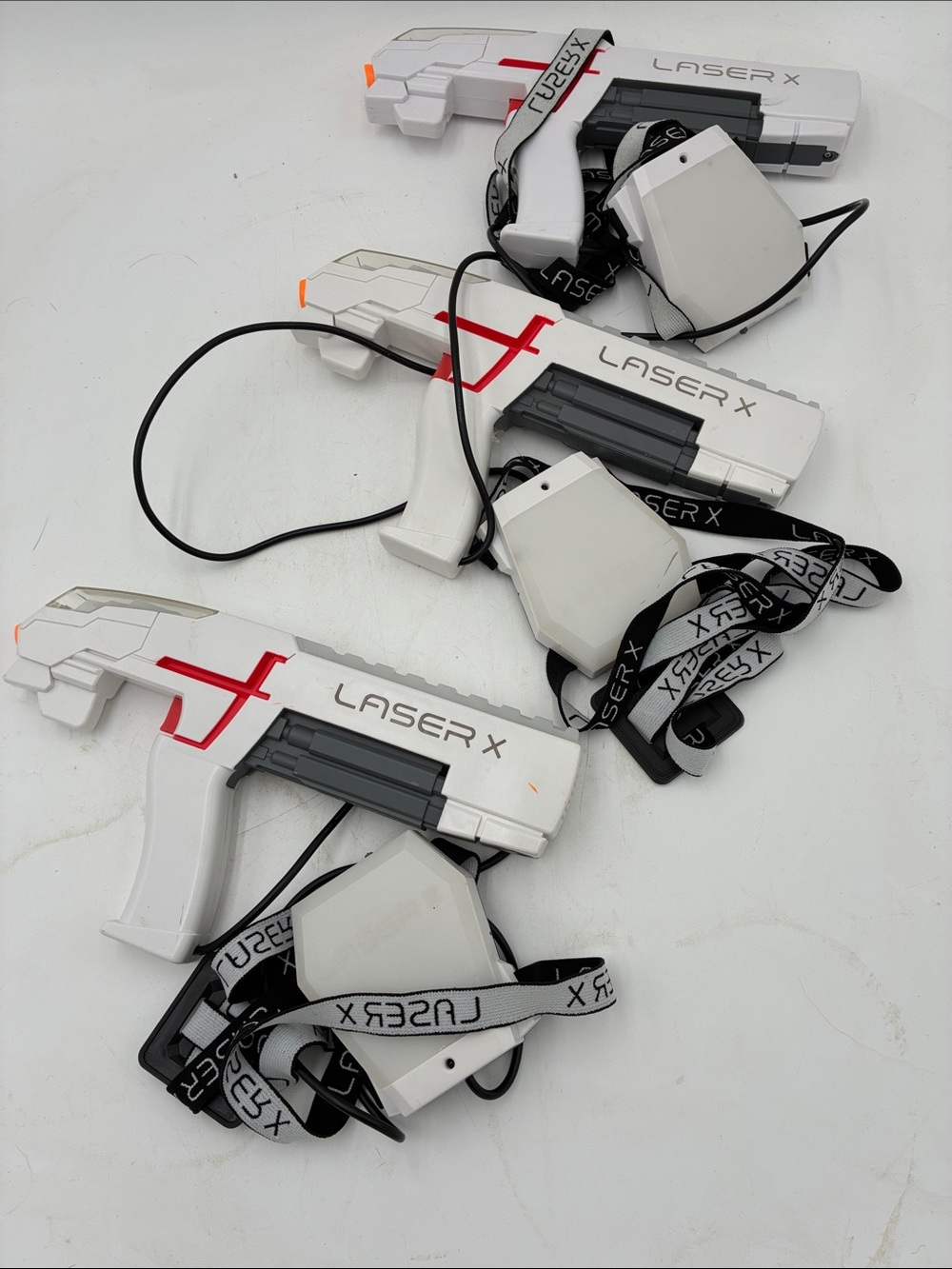 White Laser Tag Blaster Set of 3 with Sensor Packs